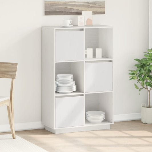 Credenza Bianca 74x35x117 cm in Legno Massello di Pino - homemem39