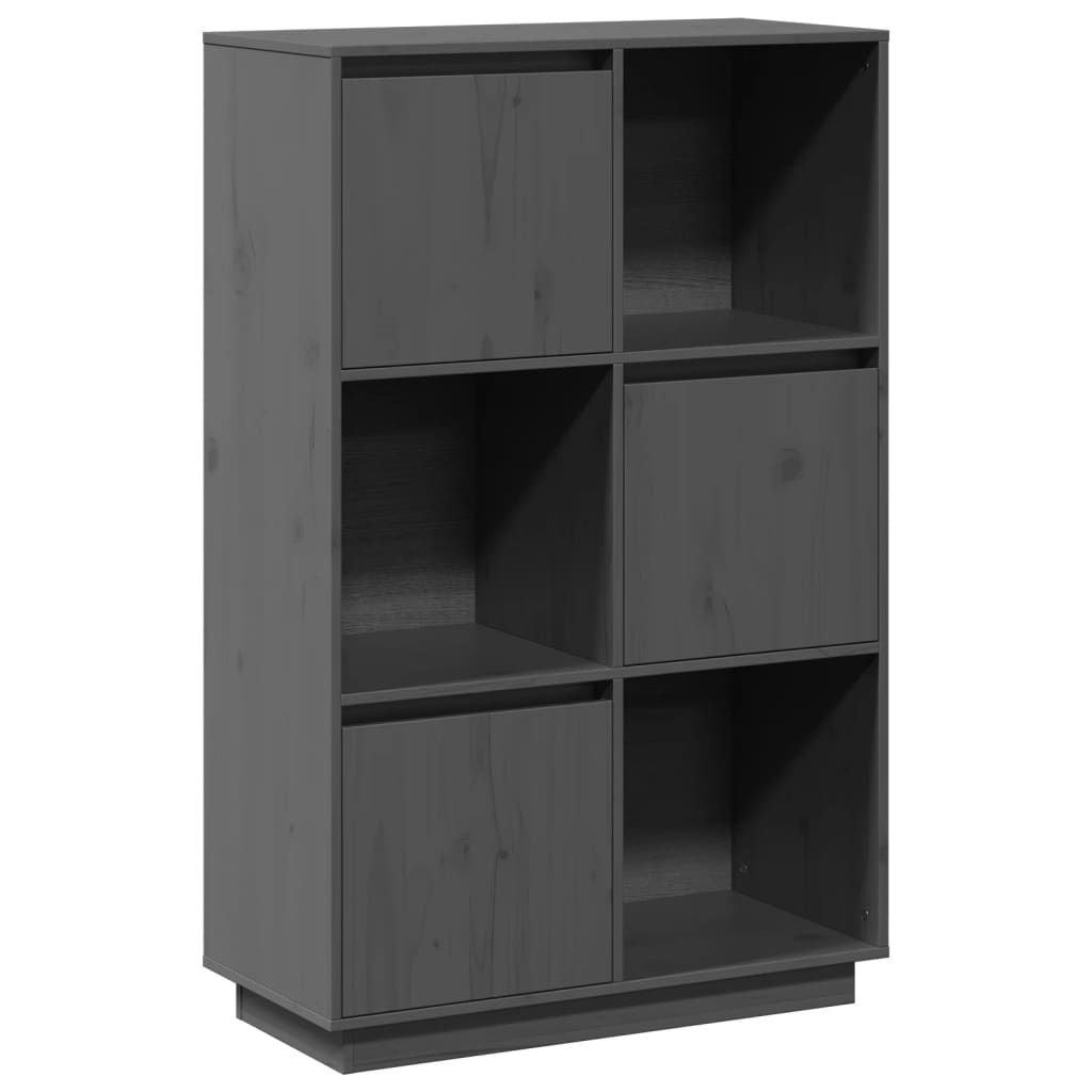Credenza Grigia 74x35x117 cm in Legno Massello di Pino - homemem39