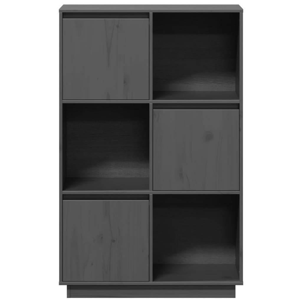 Credenza Grigia 74x35x117 cm in Legno Massello di Pino - homemem39
