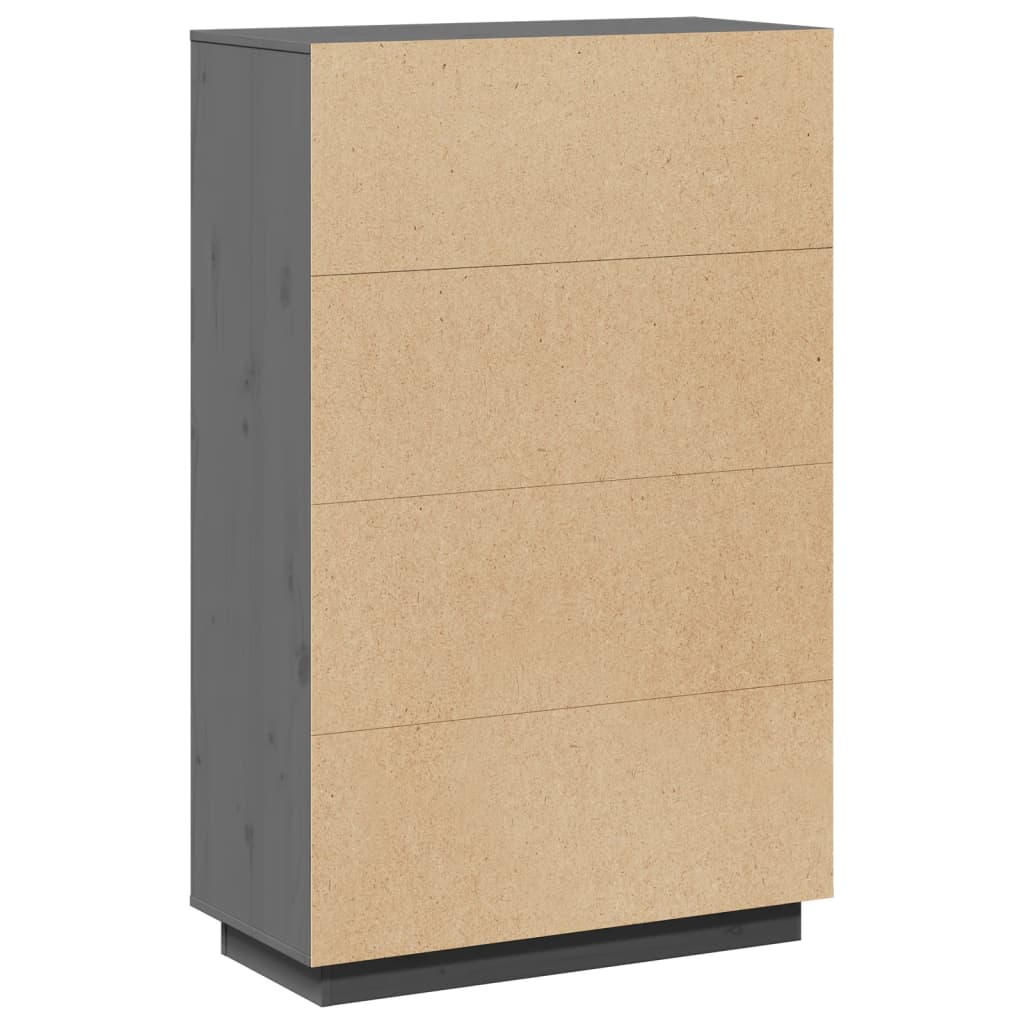Credenza Grigia 74x35x117 cm in Legno Massello di Pino - homemem39