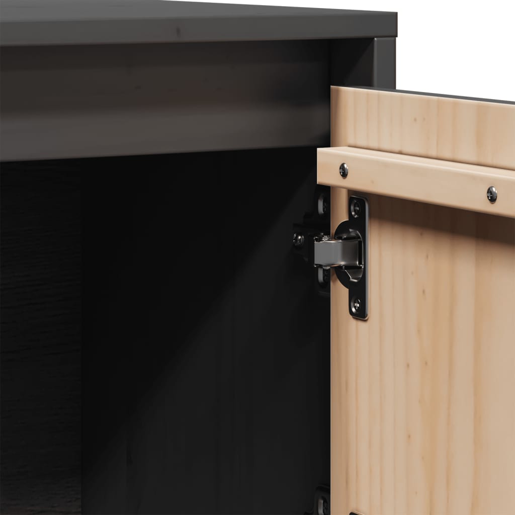 Credenza Grigia 74x35x117 cm in Legno Massello di Pino - homemem39
