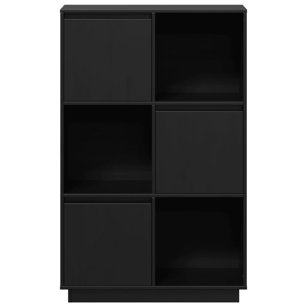 Credenza Nera 74x35x117 cm in Legno Massello di Pino - homemem39