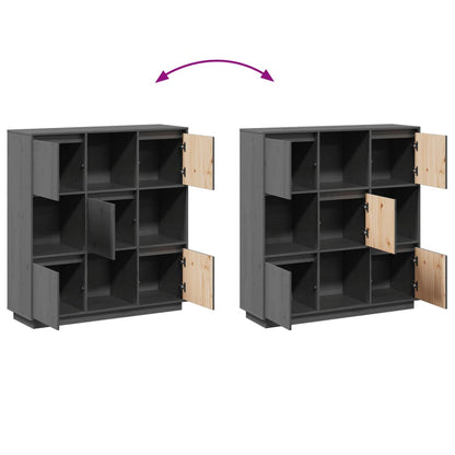 Credenza Grigia 110,5x35x117 cm in Legno Massello di Pino - homemem39