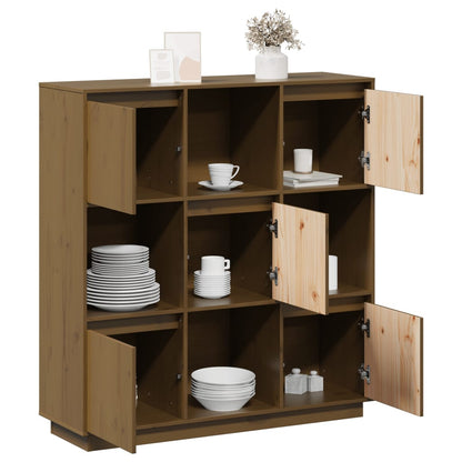 Credenza Marrone Ambrato 110,5x35x117 cm Legno Massello di Pino - homemem39