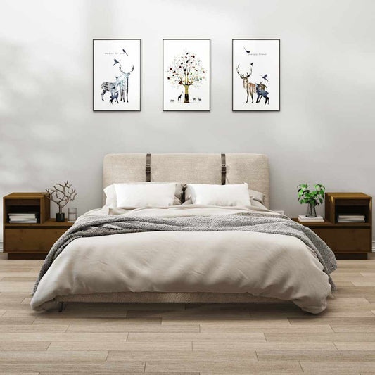Comodini 2 pz Marrone Ambrato 60x34x51 cm in Legno di Pino - homemem39