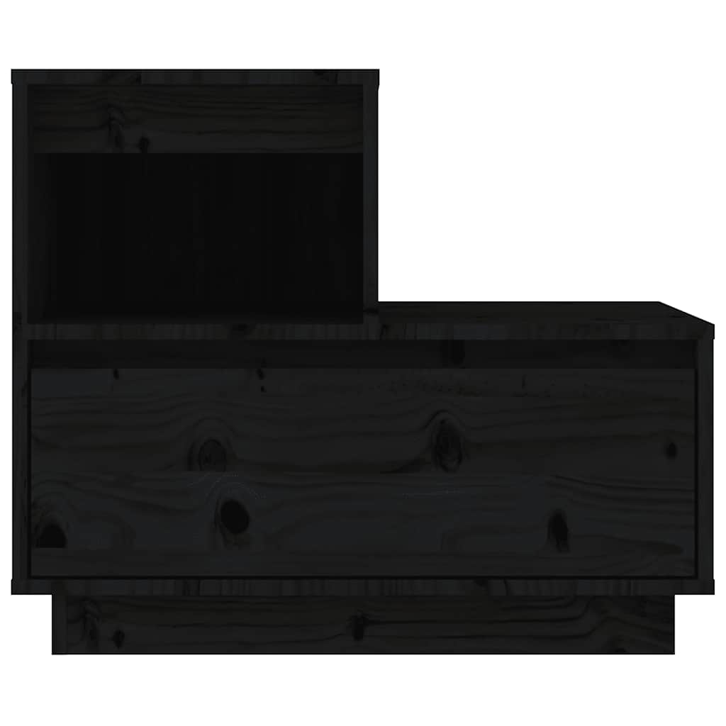 Comodini Neri 2 pz 60x34x51 cm in Legno Massello di Pino