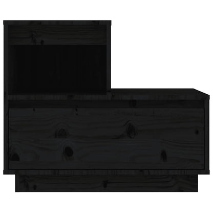 Comodini Neri 2 pz 60x34x51 cm in Legno Massello di Pino