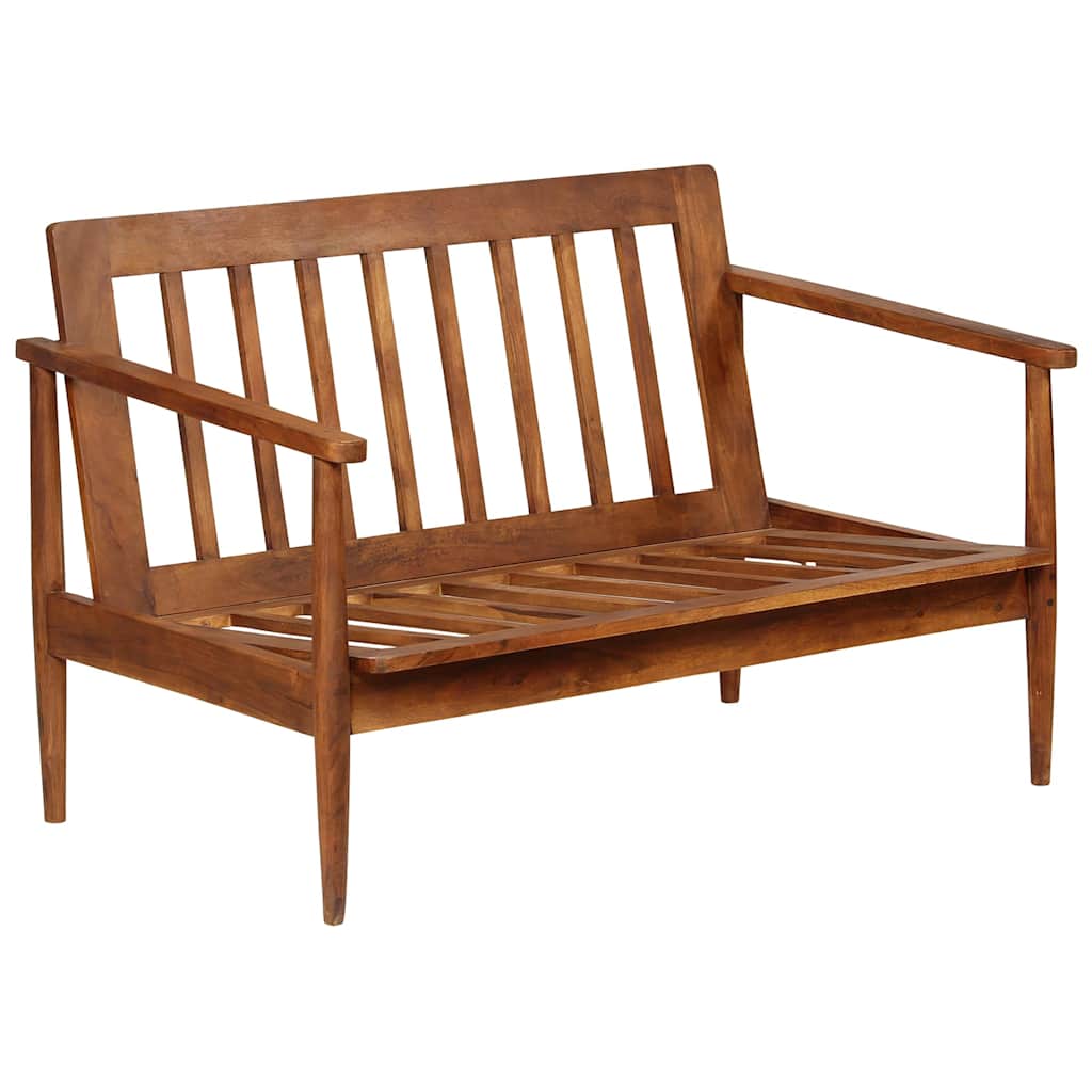 Set Divani 2 pz in Vera Pelle e Legno Massello d'Acacia Marrone