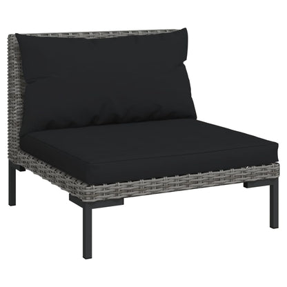 Set Divani da Giardino 4 pz con Cuscini Polyrattan Grigio Scuro - homemem39
