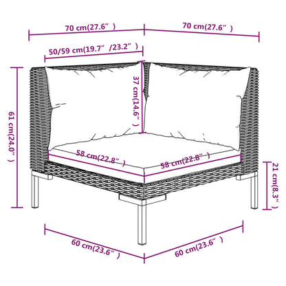 Divani da Giardino 8 pz con Cuscini in Polyrattan Grigio Scuro | homemem39