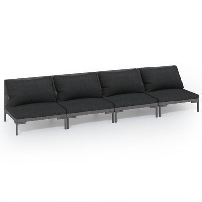 Set Divani da Giardino 4 pz con Cuscini Polyrattan Grigio Scuro | homemem39