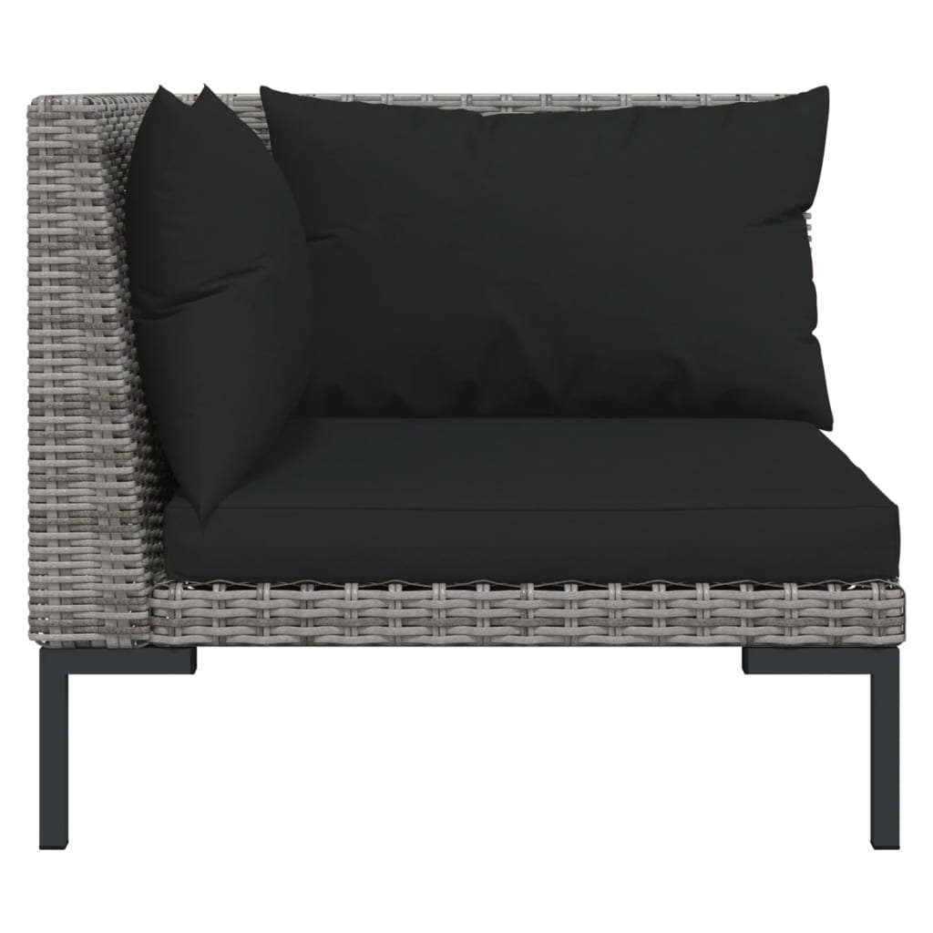 Set Divani da Giardino 4 pz con Cuscini Polyrattan Grigio Scuro | homemem39