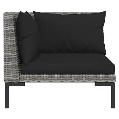 Set Divani da Giardino 4 pz con Cuscini Polyrattan Grigio Scuro | homemem39