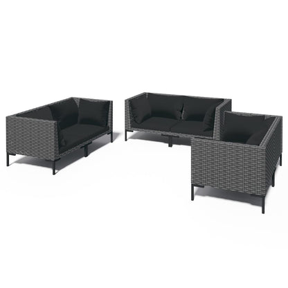 Divani da Giardino 6 pz con Cuscini in Polyrattan Grigio Scuro | homemem39