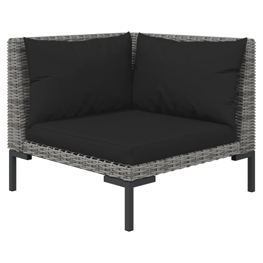 Divani da Giardino 5 pz con Cuscini in Polyrattan Grigio Scuro | homemem39