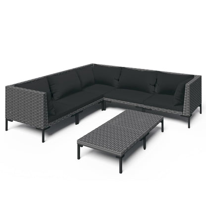 Divani da Giardino 6 pz con Cuscini in Polyrattan Grigio Scuro | homemem39
