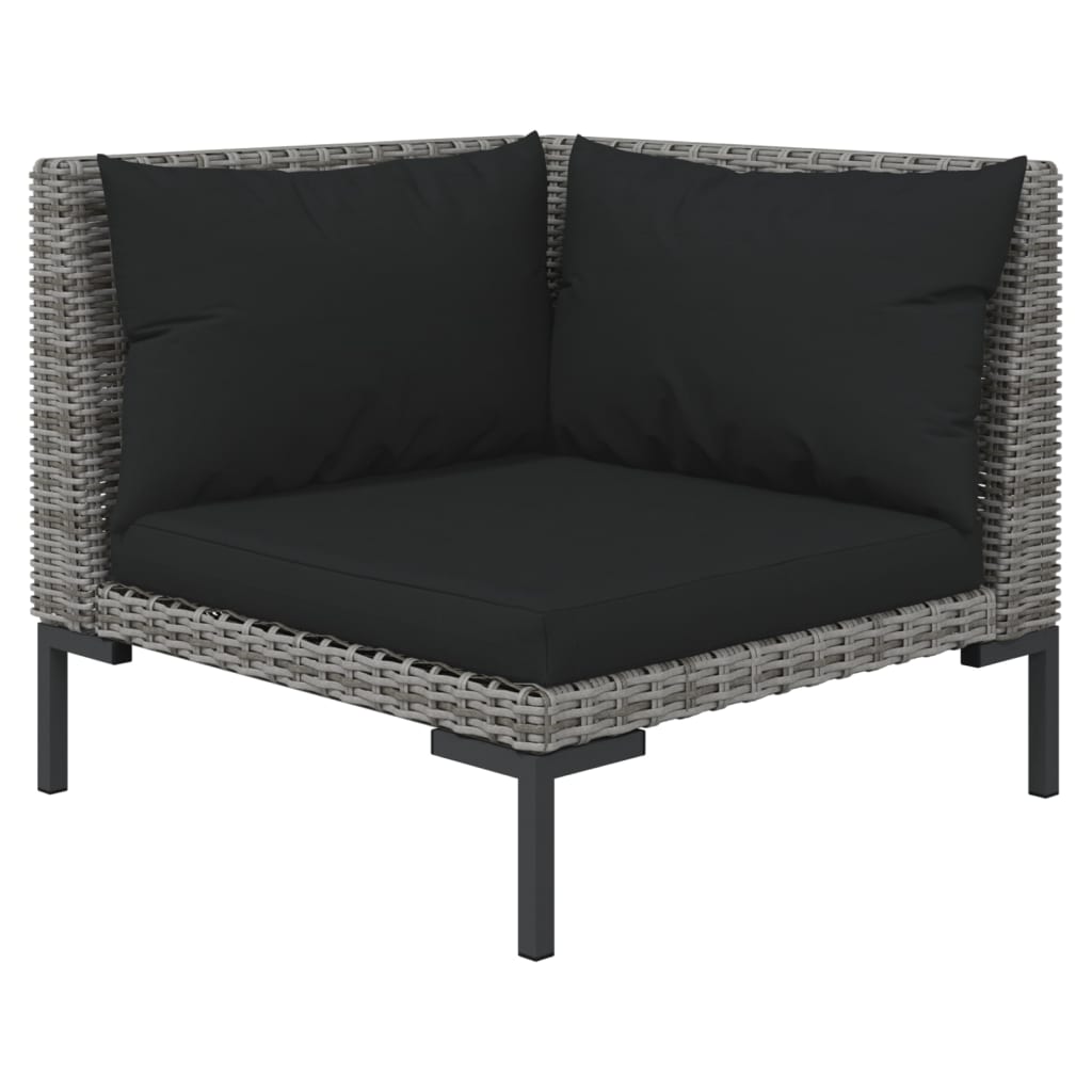 Divani da Giardino 6 pz con Cuscini in Polyrattan Grigio Scuro | homemem39