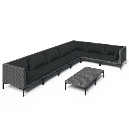 Divani da Giardino 8 pz con Cuscini in Polyrattan Grigio Scuro | homemem39