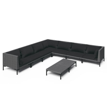 Divani da Giardino 8 pz con Cuscini in Polyrattan Grigio Scuro | homemem39