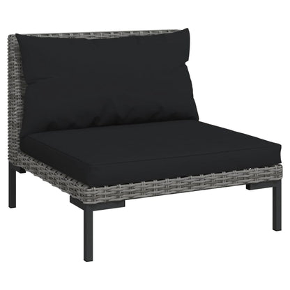 Divani da Giardino 5 pz con Cuscini in Polyrattan Grigio Scuro | homemem39