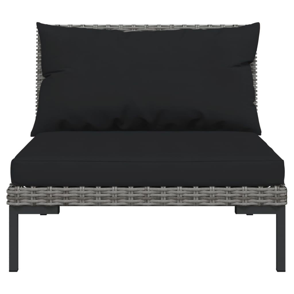 Divani da Giardino 5 pz con Cuscini in Polyrattan Grigio Scuro | homemem39