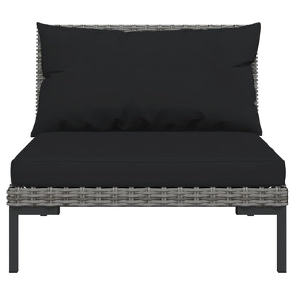 Divani da Giardino 5 pz con Cuscini in Polyrattan Grigio Scuro | homemem39