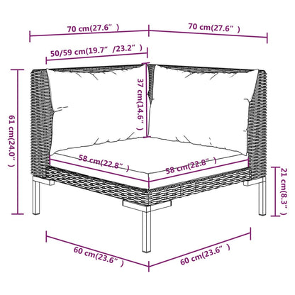 Divani da Giardino 8 pz con Cuscini in Polyrattan Grigio Scuro | homemem39