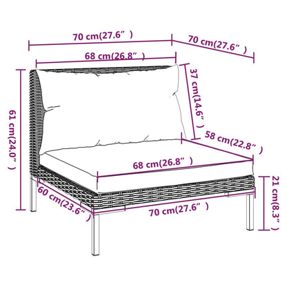 Divani da Giardino 8 pz con Cuscini in Polyrattan Grigio Scuro | homemem39