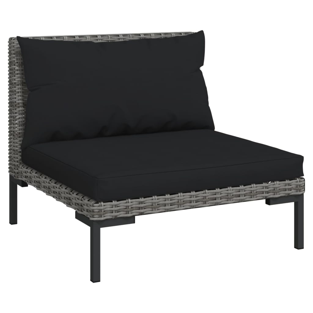 Set Divani da Giardino 7 pz con Cuscini Polyrattan Grigio Scuro | homemem39