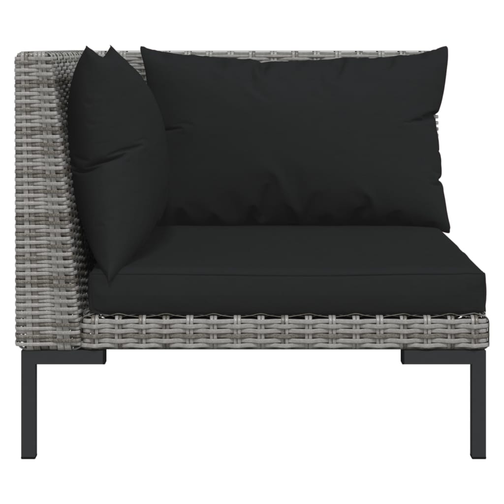 Set Divani da Giardino 7 pz con Cuscini Polyrattan Grigio Scuro | homemem39