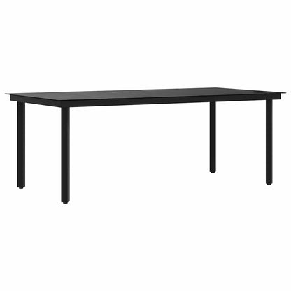 Tavolo da Pranzo da Giardino Nero 200x100x74 cm Acciaio e Vetro - homemem39