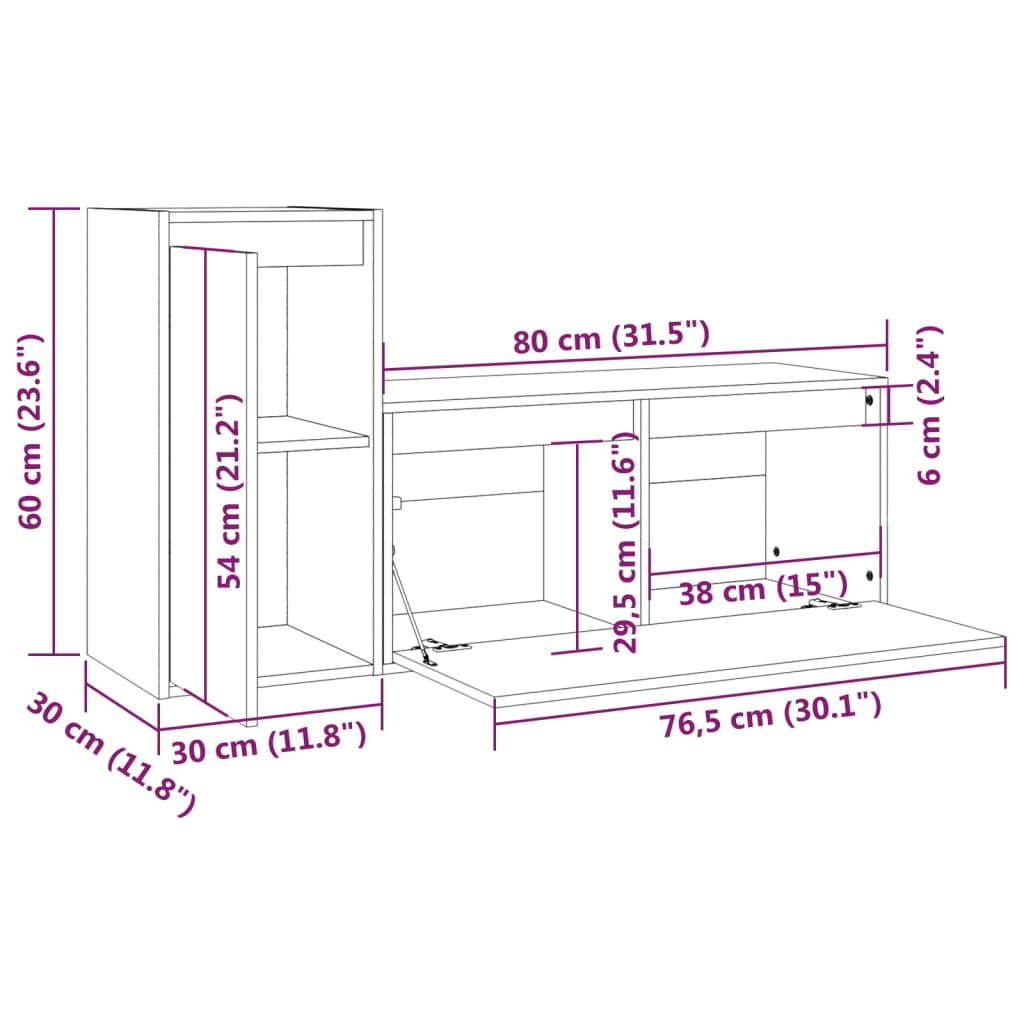 Mobili Porta TV 2 pz in Legno Massello di Pino - homemem39