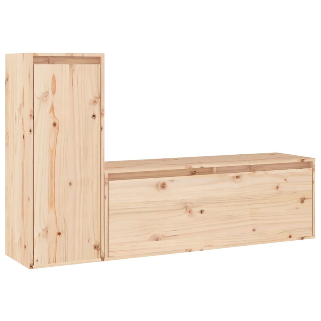 Mobili Porta TV 2 pz in Legno Massello di Pino - homemem39