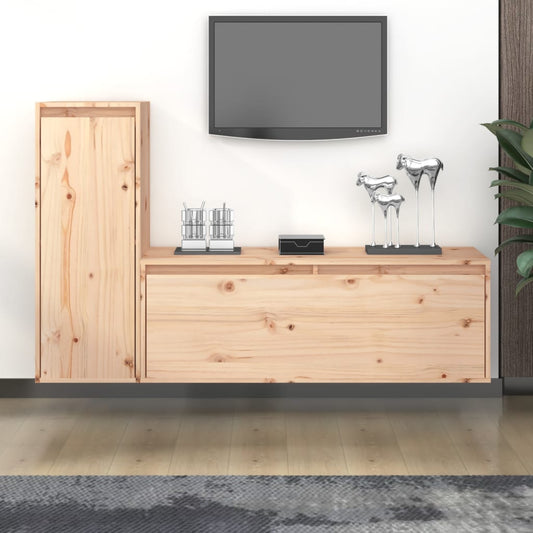 Mobili Porta TV 2 pz in Legno Massello di Pino - homemem39