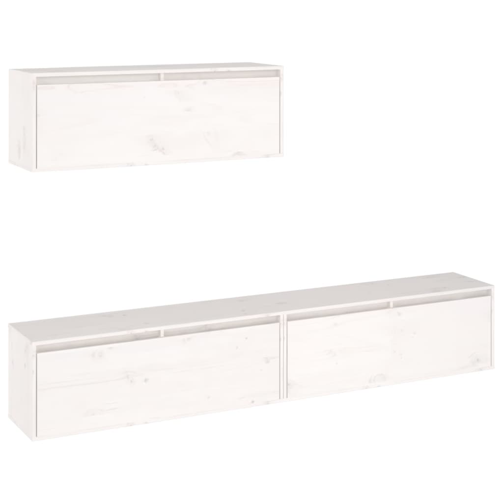 Set Mobile TV 3 pz bianco in legno massello di pino - homemem39