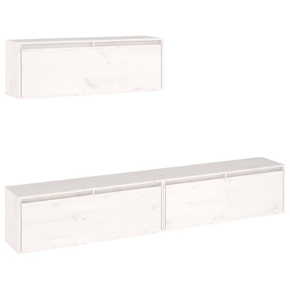 Set Mobile TV 3 pz bianco in legno massello di pino - homemem39