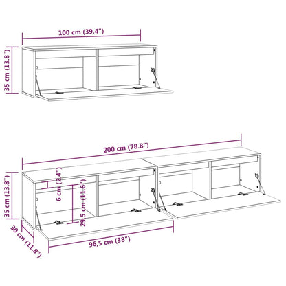 Set Mobile TV 3 pz bianco in legno massello di pino - homemem39
