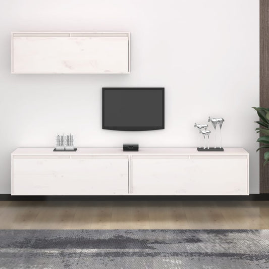 Set Mobile TV 3 pz bianco in legno massello di pino - homemem39