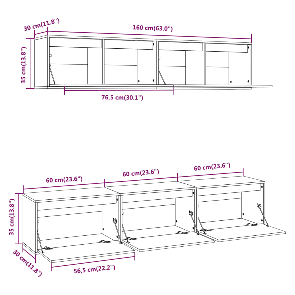 Set Mobile TV 5 pz in legno massello di pino