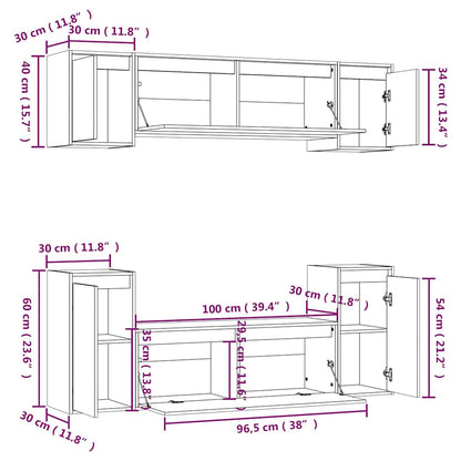 Mobili Porta TV 6 pz Bianchi in Legno Massello di Pino