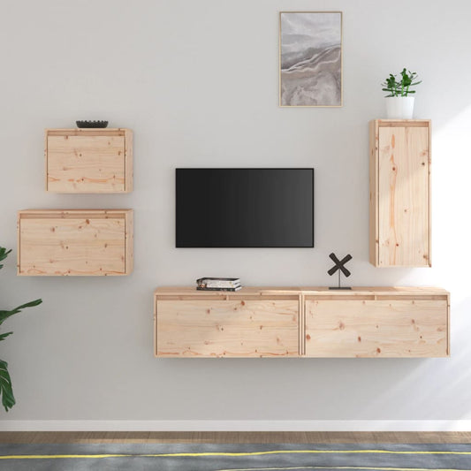 Mobili Porta TV 5 pz in Legno Massello di Pino - homemem39