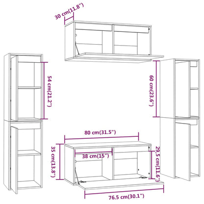 Mobili Porta TV 6 pz in Legno Massello di Pino - homemem39