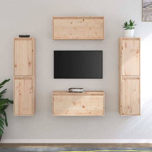 Mobili Porta TV 6 pz in Legno Massello di Pino