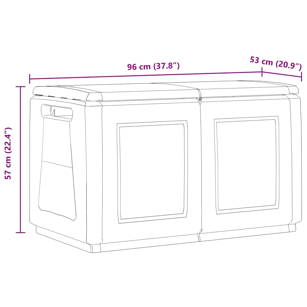 Contenitore da Giardino 96x53x57 230 L Grigio Scuro e Nero | homemem39