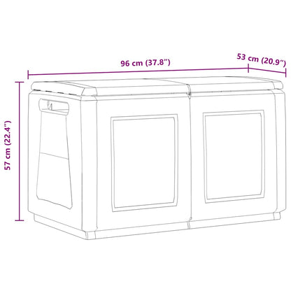 Contenitore da Giardino 96x53x57 230 L Grigio Scuro e Nero | homemem39