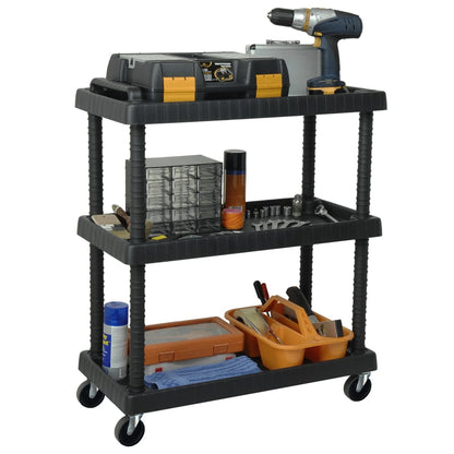 Carrello Attrezzi da Officina a 3 Livelli Nero 75x37,5x92 cm PP | homemem39