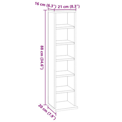 Mobile Porta CD Rovere Marrone 21x20x88 cm in Legno Multistrato - homemem39