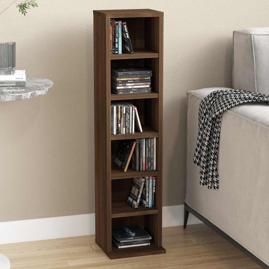 Mobile Porta CD Rovere Marrone 21x20x88 cm in Legno Multistrato - homemem39
