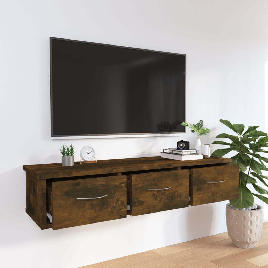 Mobile a Parete Rovere Fumo 88x26x18,5 cm in Legno Multistrato | homemem39