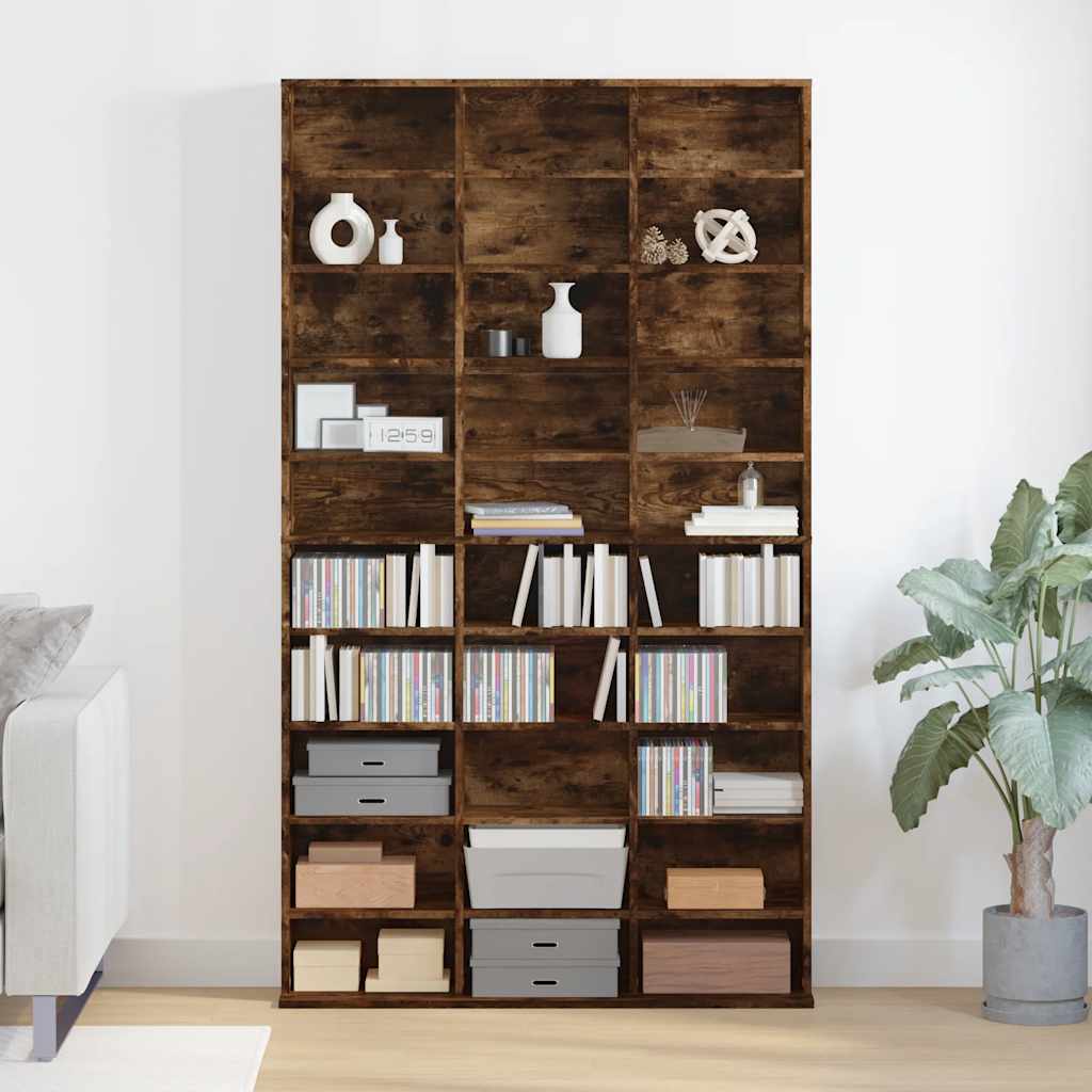Mobile Porta CD Rovere Fumo 102x23x177,5 cm Legno Multistrato - homemem39